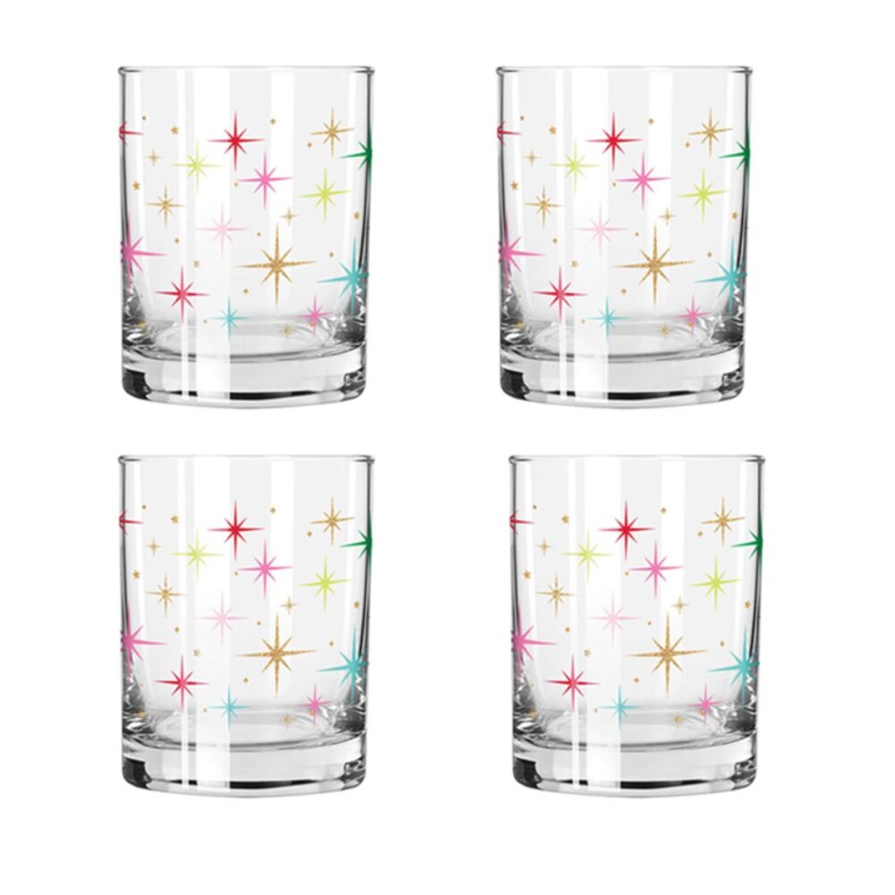 Slant Retro Colorful Stars Glasses (Set/4)